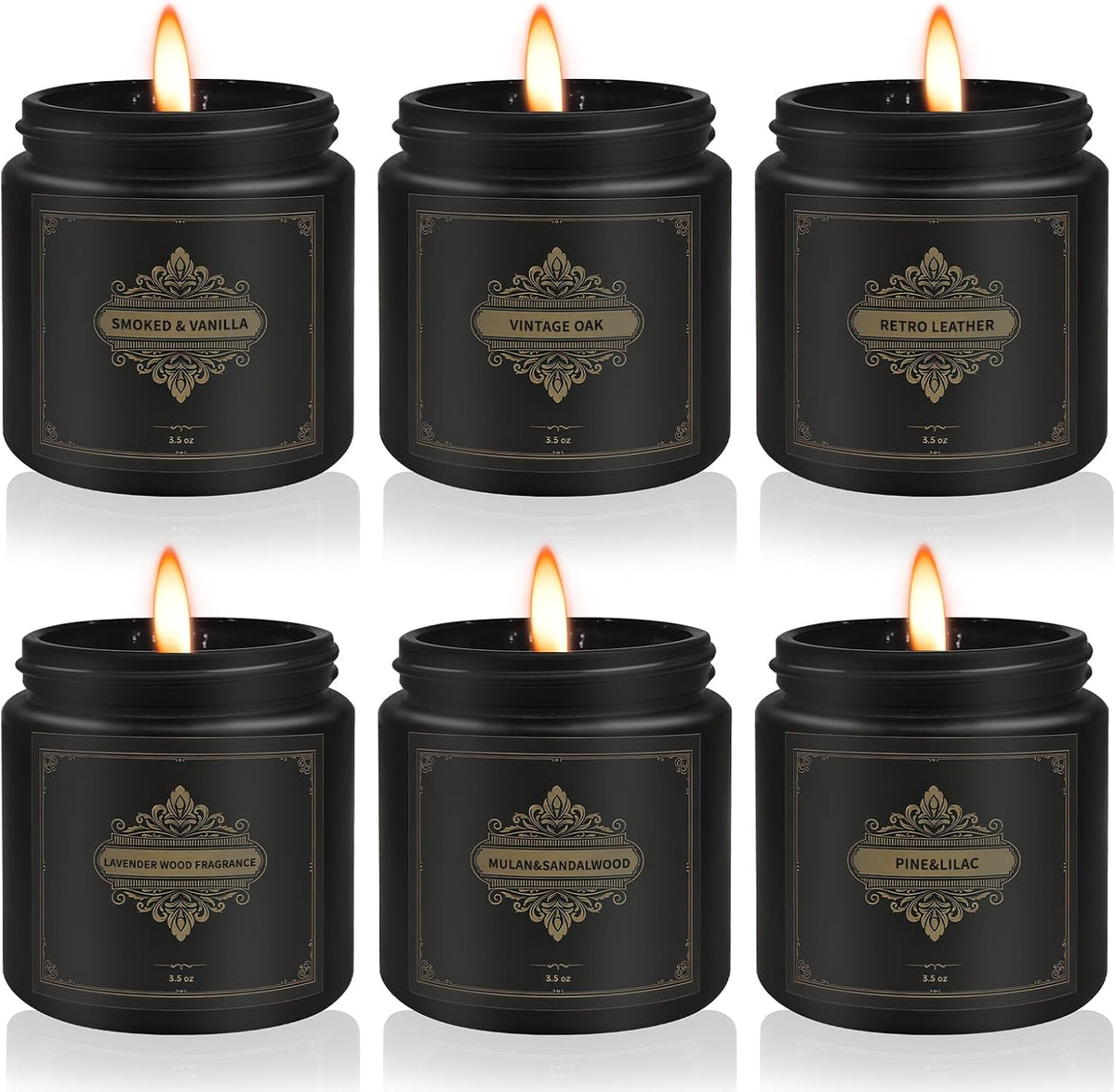 Gifts for Men,6 Pack Scented Candles for Men, Scented Candles Set Soy Candles for Home Him,Father's Day Gifts, Scents of Rosemary/Fresh Rose/Cedar Teak/Grapefruit/Rose & Pomegranate Berry/Fig