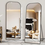 56x21 Inch Full Length Mirror - Large Floor Standing & Wall Mountable Full Body Mirror with Sturdy Aluminum Frame, Arched Top Design, Freestanding or Hanging for Bedroom, Living Room, Cloakroom,Black