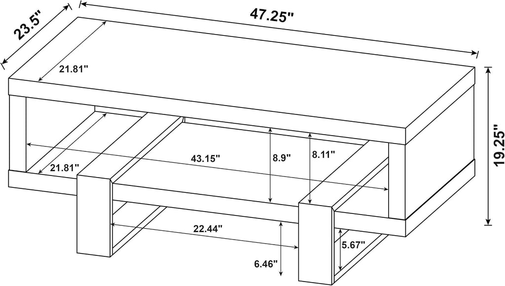Coaster Dinard 47-Inch Rectangular Coffee Table with Storage, Latte 723688