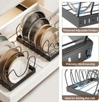 2PACK Pot Lid Organizers Inside Cabinet for Kitchen, Pots and Pans Organizer Under Cabinet with 16 Adjustable Dividers, Countertop Lid Holder, Rust-Resistant, Tool-Free Installation, Easy to Clean