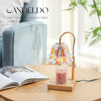 Candeldo Candle Warmer Lamp with Timer, Iridescent Floral Glass Shade