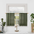 LAMIT Olive Green Linen Kitchen Curtains 24 Inch Length, Semi Sheer Light by LAMIT