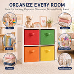 Yinder 6 Pcs Cube Storage Bin, Rainbow Colored 14''x10''x8'' Storage Cubes