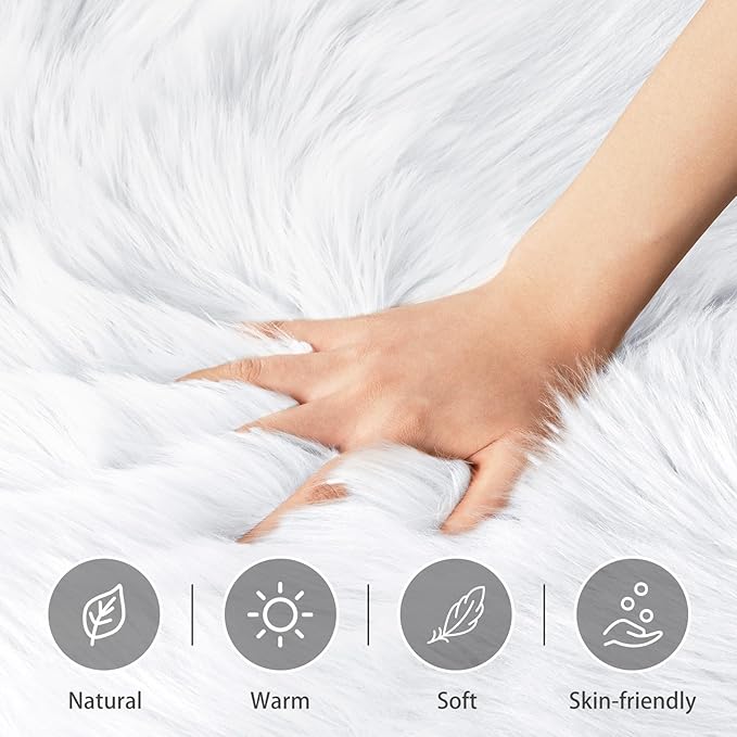Ciicool Faux Fur Rug for Bedroom, Washable Fuzzy Runner Thick Fur Area Rug - Image 3