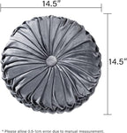 HIG Set of 2 Decorative Round Pleated Throw Pillows, Classy Accent Pumpkin - Image 3