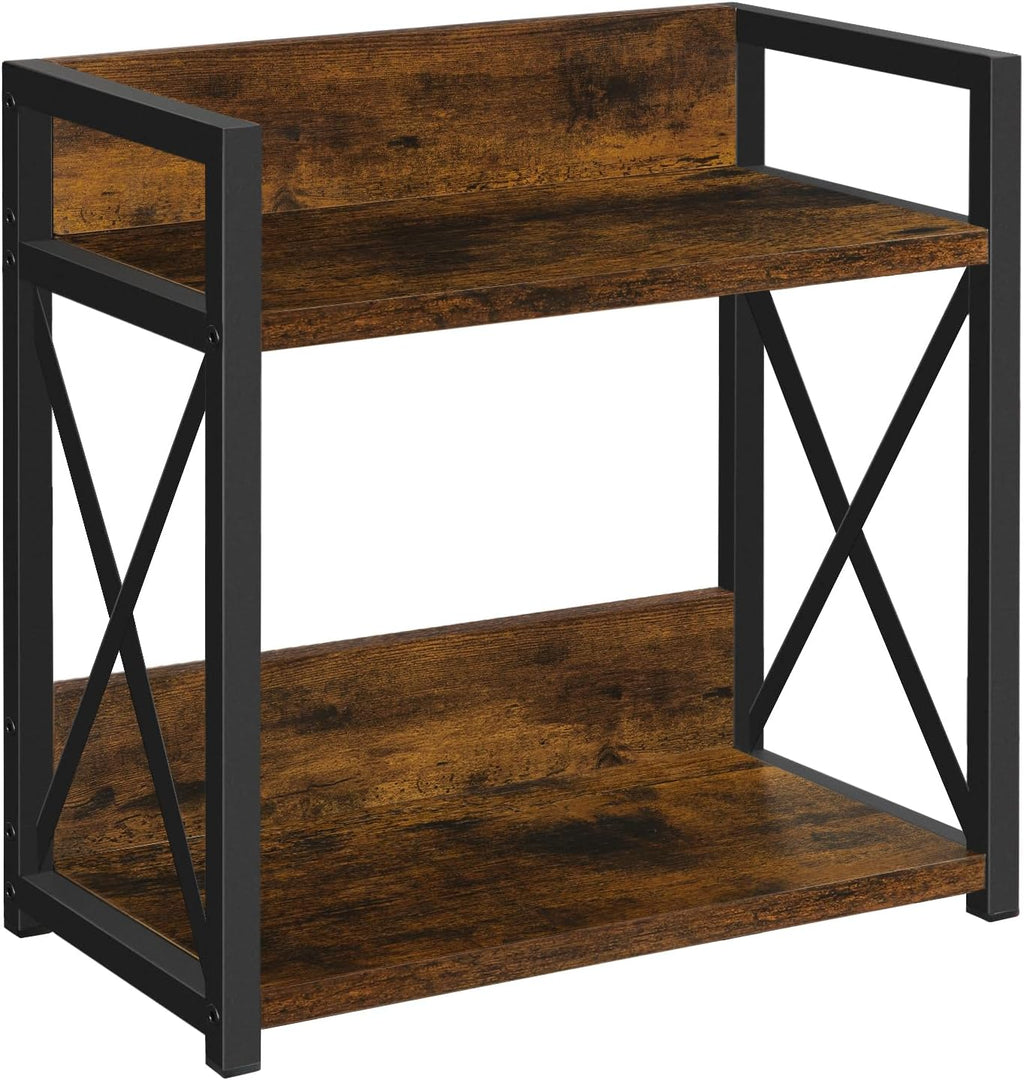 Countertop Shelf Organizer,Coffee Bar Accessories,Spice Rack,Coffee Counter Shelf,2 Tier Coffee Organizer Station for Mugs,Cups,Cream,Syrup(Rustic Brown, Small)