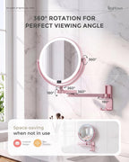 8" Wall Mounted lighted Makeup Mirror,Double Sided 1x/10x Magnifying Mirror