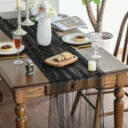 Artoid Mode 6-Pack Pearl Black Gauze Table Runner 10FT Home Decor