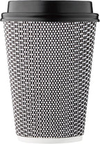 12 oz Disposable Paper Coffee Cups with Lids Insulated Double-Walled Togo