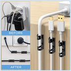 VIPMOON 70PCS Self-Adhesive Cable Clips, Cable Management Clips, L Black