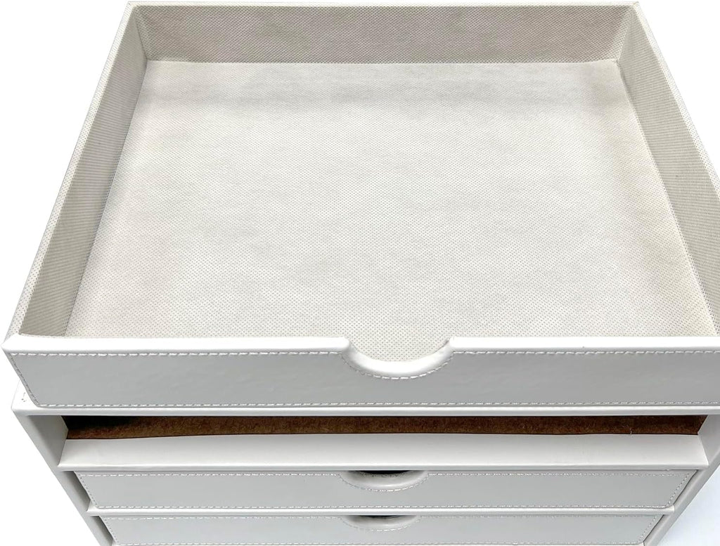 Document Organizer, 3-Drawer File Cabinet Document Storage Box, Office Desktop Filing Organizer, White
