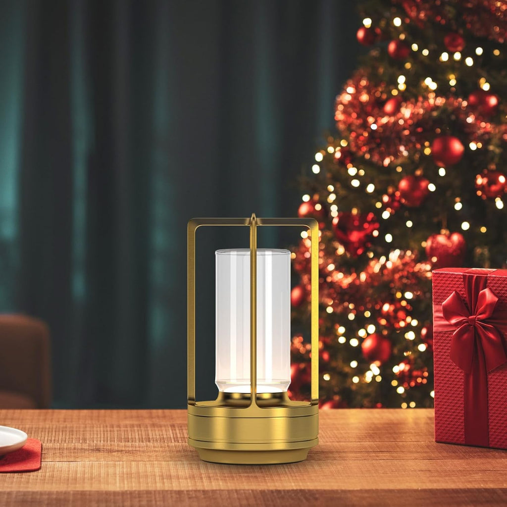 Portable Metal Table Lamp for Indoor/Outdoor，Rechargeable Cordless 3 Colors