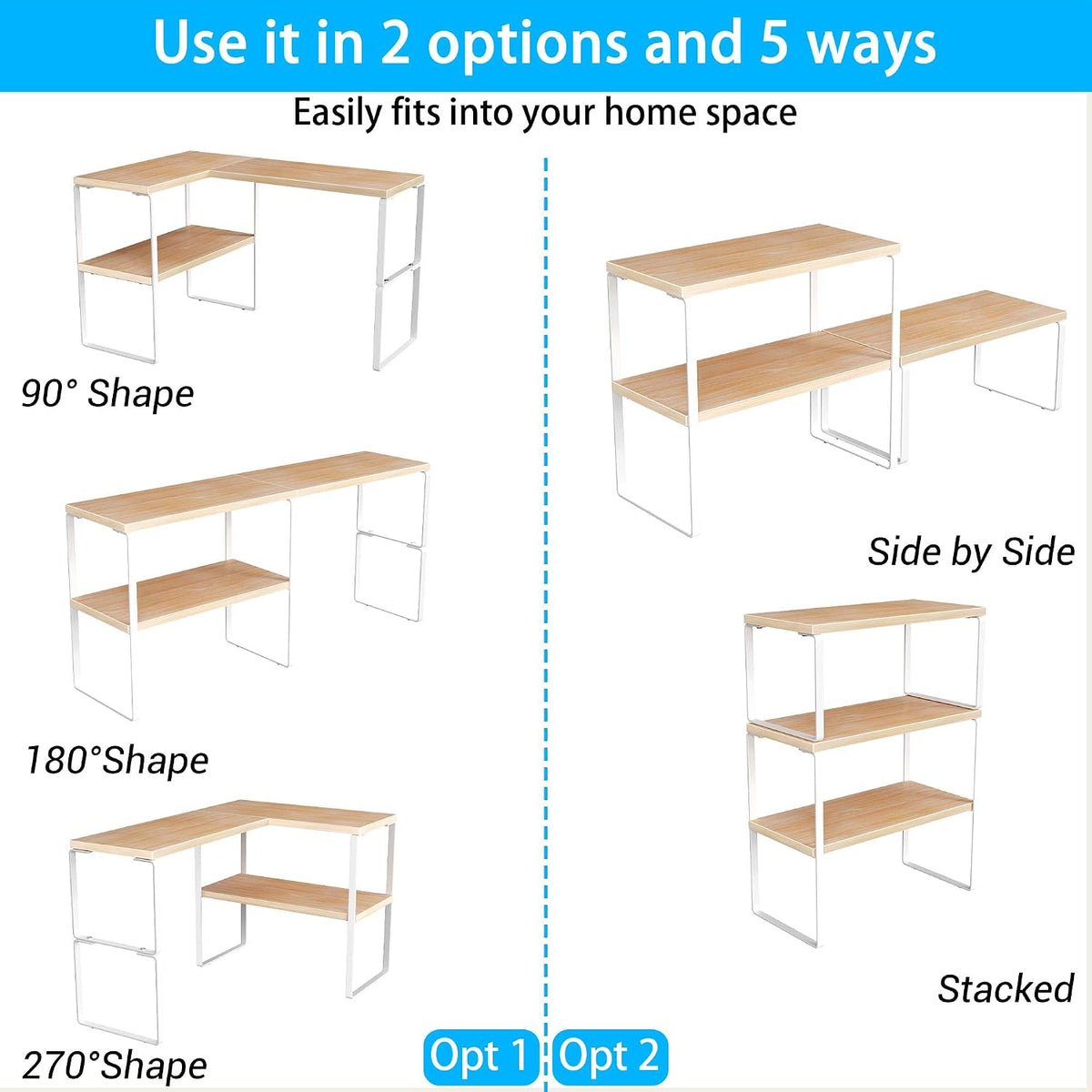 Golener Kitchen Counter Organizer, Countertop Shelf, Adjustable, Stackable