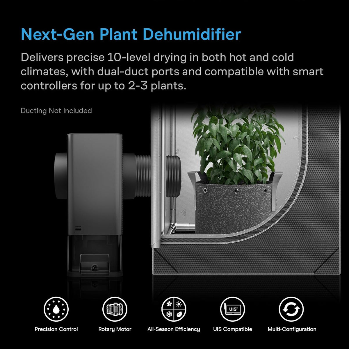 AC Infinity HYDRONE 5, Precision Plant Dehumidifier, 10 Drying Levels