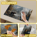 Bear Forest Mountain Placemats Set of 6, Rustic Wild Animal Linen Place Mats Farmhouse Washable Stain Resistant Table Mats for Home Party Kitchen Dining, 12x18 Inch