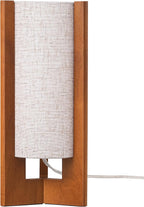 EDISHINE 13.5" Small Table Lamp, Walnut Wood Cylinder Nightstand Lamp, E26