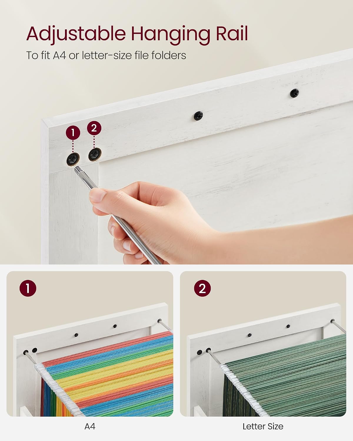 VASAGLE File Cabinet with 2 File Drawers, Printer Stand, Fit A4 Letter Size
