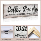 Rustic Wood Grain Coffee Station，Retro Coffee Bar Signs for Kitchen 6x17