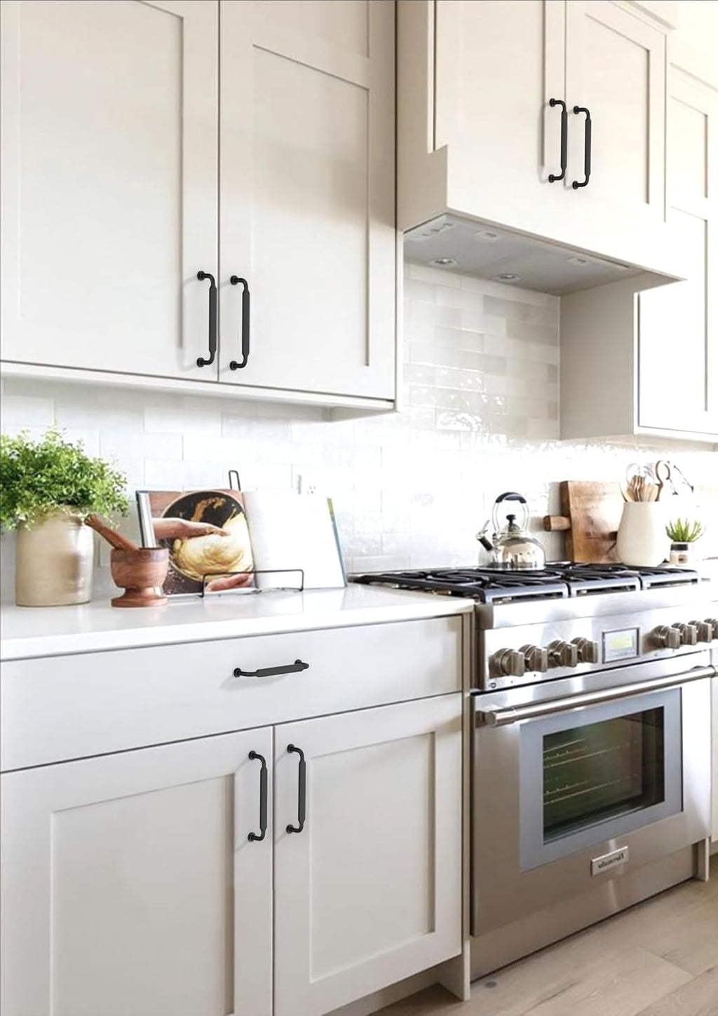 2 Pack Matte Black Cabinet Pulls 5 Inch(128mm) Kitchen Cabinet Handles Solid Zinc Alloy Cabinet Hardware Drawer Pulls
