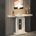 Tribesigns Modern Console Table, 40 Inches Faux Marble Sofa Table, Contemporary Entryway Table with Pendulum Shape Base for Living Room Hallway Entrance, White