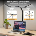 LED Desk Lamp for Home Office with Base, 28.2" Adjustable Gooseneck Swing Arm Ultra Bright Desk Light, Dimmable Architect Table lamp for Desktop Computer Light, Reading, Study, Workbench