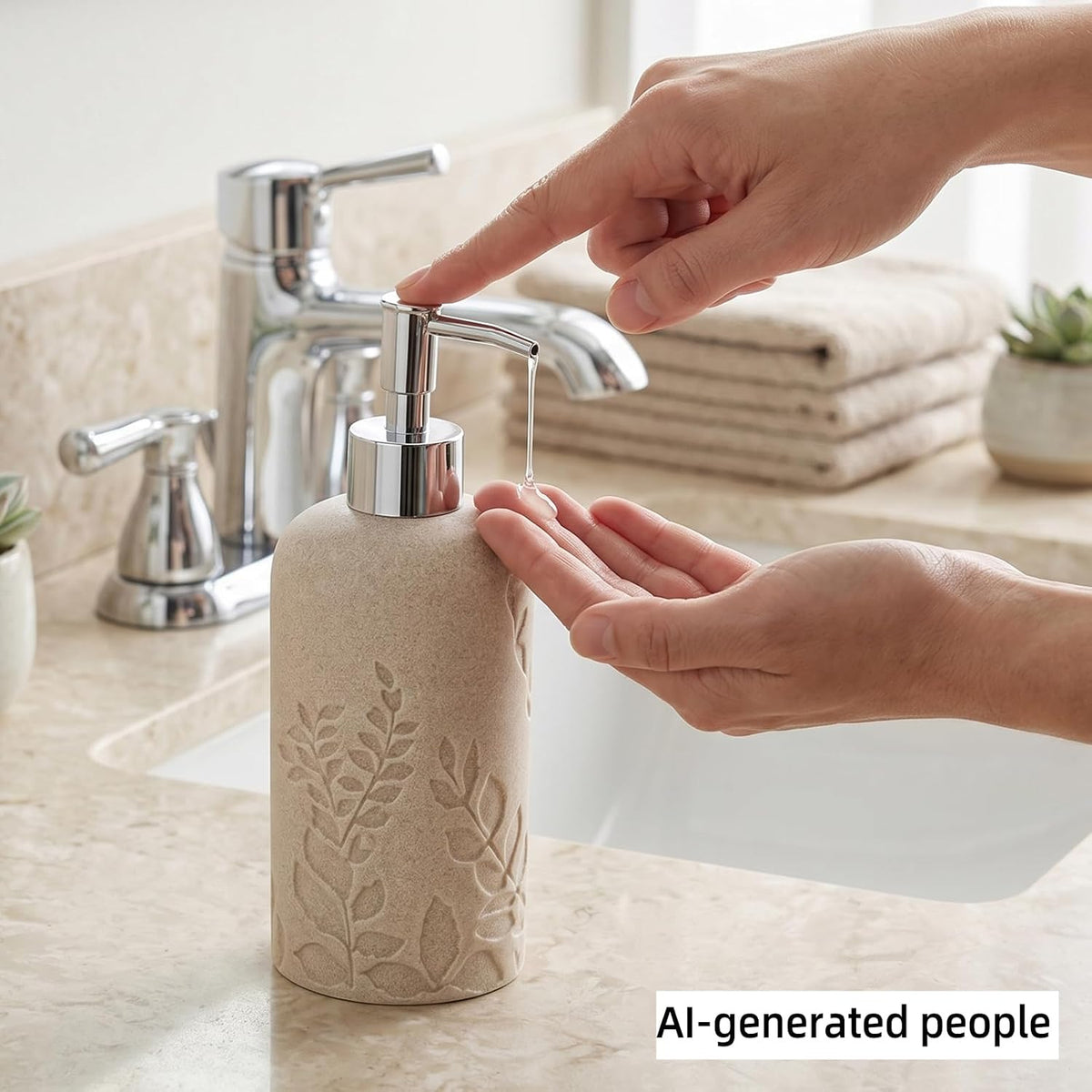 Bathroom Accessories Set, 4 PCS, Sandstone Look Leaf Beach Style