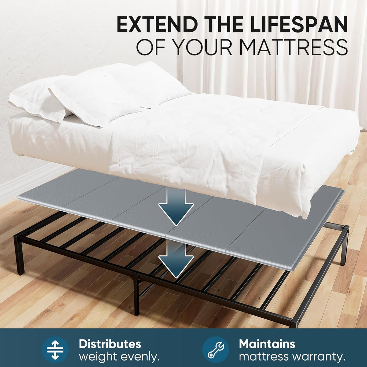 Bunkie Board Queen Size,Reinforced Wood Bed Boards for Under Mattress