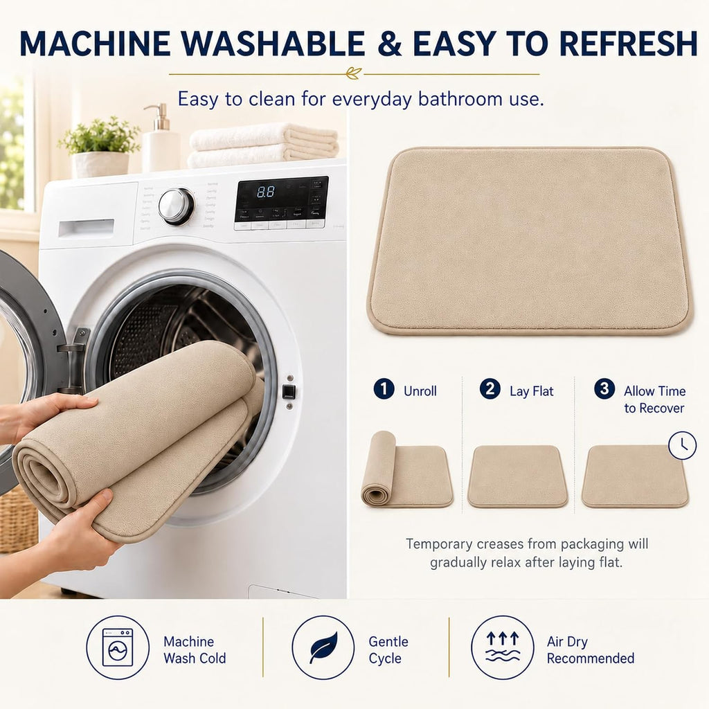 Beige Bath Mat Sets Extra Soft Memory Foam Bathroom Rugs 3 Piece Non Slip Absorbent & Dry Living Mat Sets Washable Bath Carpets with Toilet Rug,Bath Rugs for Bathroom,Tub,Shower,Kitchen,Bedroom