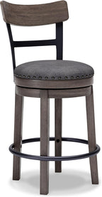 Signature Design by Ashley 1-Piece Swivel Counter Height Bar Stool, Gray