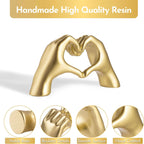 Gold Decor Living Room - Small Shelf Decor Aesthetic - Heart Hands Sculpture - Teen Girls Bedroom Knick Knacks - Cute Home Shelves Accent - Ta (Gold, Small)