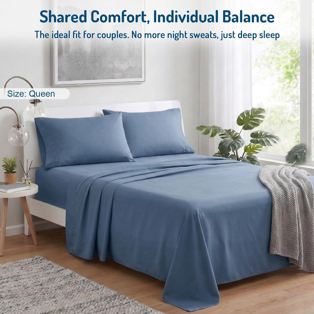 Coolmax® Cooling Sheets for Hot Sleepers, Queen Size, Teal Blue