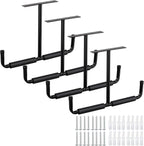 Overhead Garage Storage Hooks Rack Ceiling Mounted, Heavy Duty Utility Hooks Ladder Hangers for Pipe, Lumber, Fishing Rod and Ski Board | 4 Pack Black