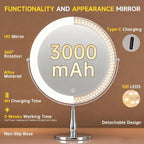 8" Rechargeable Makeup Mirror, 1X/10X Magnifying Vanity Mirror with Light