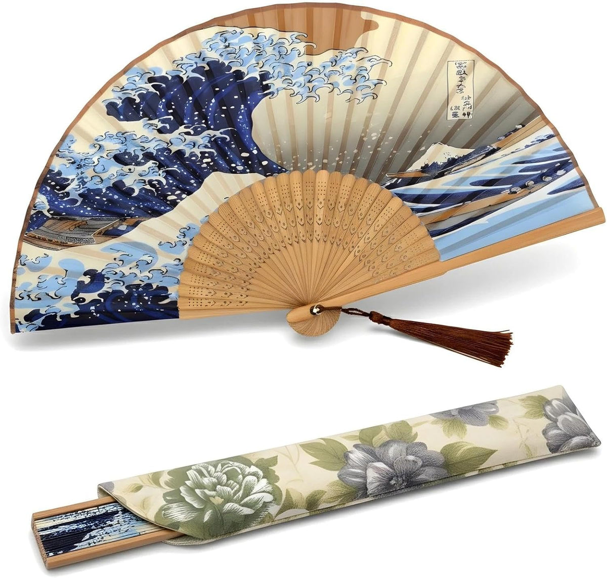 Lysa Hand Fan for Women Foldable - Portable Folding Japanese Chinese Fan - for Hot Flashes, Summer Cooling, Festivals, Church, Dancing (Bamboo White)