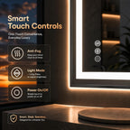 Antok 24X36 LED Bathroom Mirror with Lights, Vanity Mirror for Wall with Black Frame, Touch Control, Anti-Fog, Dimmable Lights, Shatter-Proof, Memory Function, Wall-Mounted Vanity Mirrors