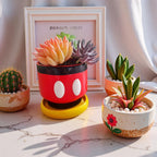 Red Cartoon Mouse Resin Planter with Drainage & Saucer,4.5In Decorative Plant Pots
