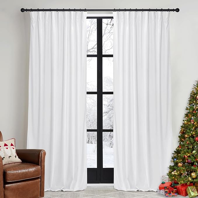 RYB HOME White Velvet Curtains 84 inches 2 Panels Set by RYBHOME