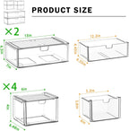 caktraie 6-Pack Acrylic Stackable Storage Drawers for Vanity, Desk, Bath