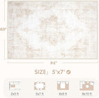 Area Rug 5x7 Vintage Rug: Washable Living Room Rugs Retro Medallion Distressed - Image 2
