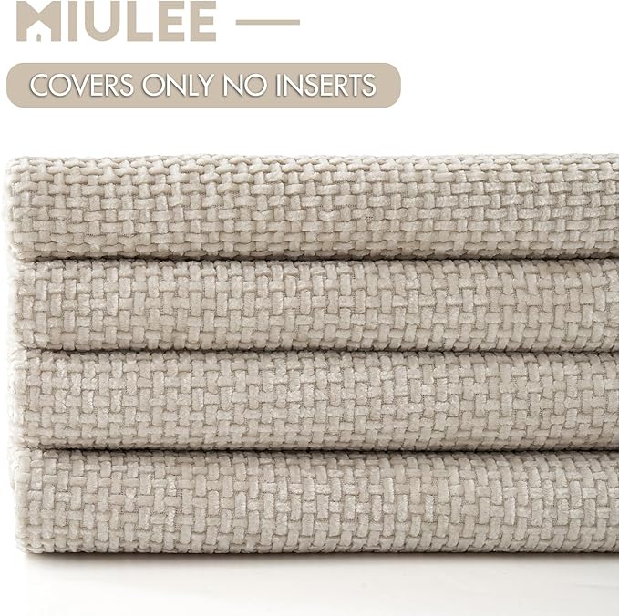 MIULEE Pack of 4 Couch Throw Pillow Covers 18x18 Inch Cream Soft Decorative - Image 6