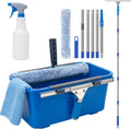 Professional Window Cleaning Kit with 6ft Long Handle, 3 Gallon Bucket