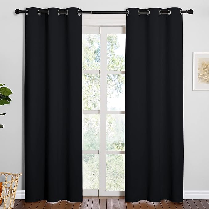 NICETOWN Thermal Insulated Black Blackout Curtains/Drapes 84 inches Length 2 - Image 2