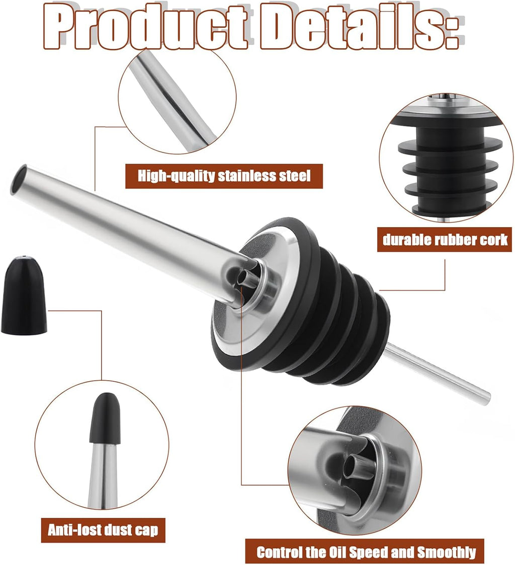 72 Pcs Stainless Steel Liquor Pour Spouts, Bottle Pourers for Alcohol