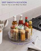 2 Pack 9 Inch Clear Acrylic Lazy Susan 360° Turntable Organizer Spice Rack