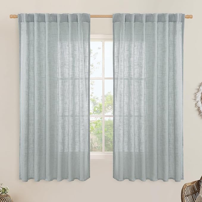 LAMIT Faux Linen Curtains 63 inches Long by LAMIT