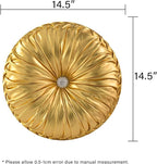 HIG Set of 2 Handcrafted Gold Ruched Round Throw Pillows – 14.5’’ Metallic - Image 5