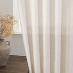 Nanspring Beige Semi Sheer Linen Curtains 72 inch Length - Image 2