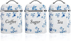 Laura Ashley China Rose Coffee Tea Sugar Container Set - Storage Canisters