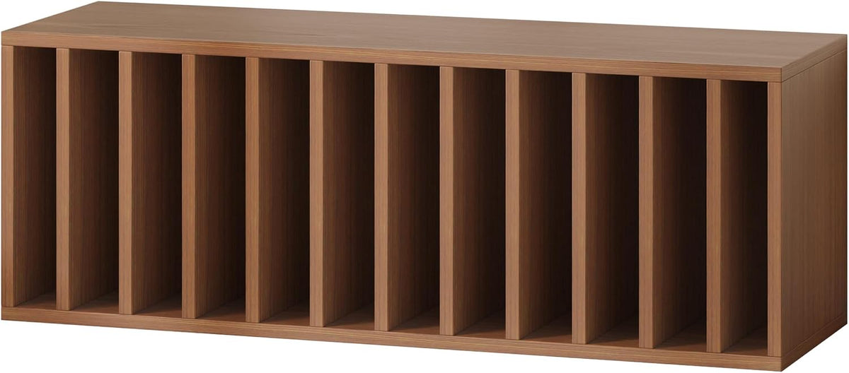 IOTXY DIY Modular Cubby Bookcase - Stackable 12-Cube Open Bookshelf, Walnut