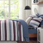 Monbix Queen Comforter Set-7 Pieces Striped Bed in a Bag Queen Bedding Sets